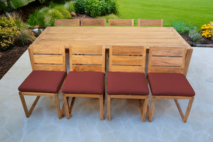 9 pc Venice Teak Armless Dining Set with 95" Rectangular Dining Table