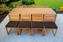 9 pc Venice Teak Armless Dining Set with 95" Rectangular Dining Table