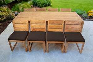 9 pc Venice Teak Armless Dining Set with 95" Rectangular Dining Table