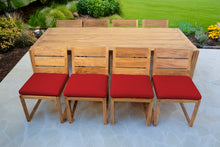 9 pc Venice Teak Armless Dining Set with 95" Rectangular Dining Table