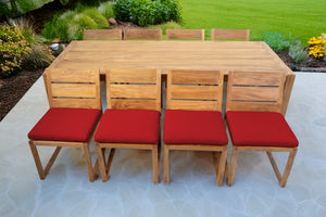 9 pc Venice Teak Armless Dining Set with 95" Rectangular Dining Table
