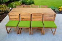 9 pc Venice Teak Armless Dining Set with 95" Rectangular Dining Table