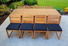 9 pc Venice Teak Armless Dining Set with 95" Rectangular Dining Table