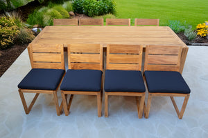 9 pc Venice Teak Armless Dining Set with 95" Rectangular Dining Table