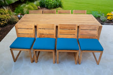 9 pc Venice Teak Armless Dining Set with 95" Rectangular Dining Table