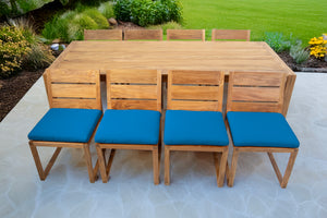 9 pc Venice Teak Armless Dining Set with 95" Rectangular Dining Table