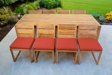 9 pc Venice Teak Armless Dining Set with 95" Rectangular Dining Table