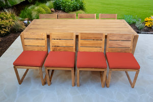 9 pc Venice Teak Armless Dining Set with 95" Rectangular Dining Table