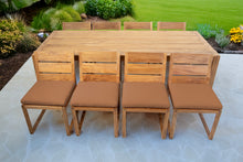 9 pc Venice Teak Armless Dining Set with 95" Rectangular Dining Table