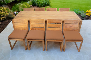 9 pc Venice Teak Armless Dining Set with 95" Rectangular Dining Table