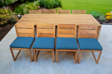 9 pc Venice Teak Armless Dining Set with 95" Rectangular Dining Table