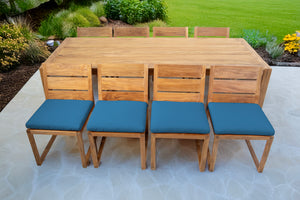 9 pc Venice Teak Armless Dining Set with 95" Rectangular Dining Table