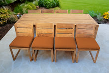 9 pc Venice Teak Armless Dining Set with 95" Rectangular Dining Table