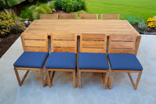 9 pc Venice Teak Armless Dining Set with 95" Rectangular Dining Table