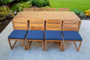 9 pc Venice Teak Armless Dining Set with 95" Rectangular Dining Table