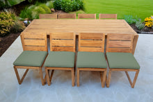 9 pc Venice Teak Armless Dining Set with 95" Rectangular Dining Table