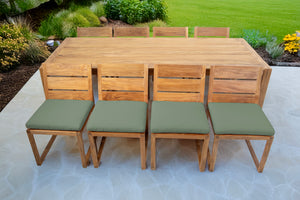 9 pc Venice Teak Armless Dining Set with 95" Rectangular Dining Table