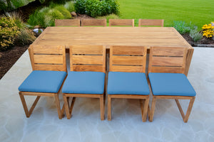 9 pc Venice Teak Armless Dining Set with 95" Rectangular Dining Table