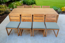 9 pc Venice Teak Armless Dining Set with 95" Rectangular Dining Table