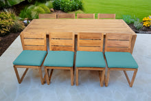 9 pc Venice Teak Armless Dining Set with 95" Rectangular Dining Table