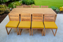 9 pc Venice Teak Armless Dining Set with 95" Rectangular Dining Table