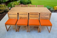 9 pc Venice Teak Armless Dining Set with 95" Rectangular Dining Table
