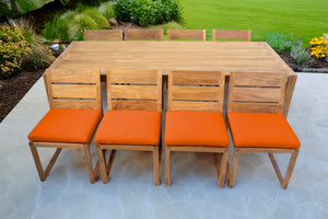9 pc Venice Teak Armless Dining Set with 95" Rectangular Dining Table