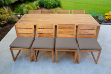 9 pc Venice Teak Armless Dining Set with 95" Rectangular Dining Table