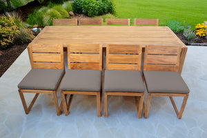 9 pc Venice Teak Armless Dining Set with 95" Rectangular Dining Table