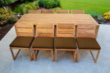 9 pc Venice Teak Armless Dining Set with 95" Rectangular Dining Table