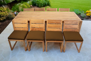 9 pc Venice Teak Armless Dining Set with 95" Rectangular Dining Table
