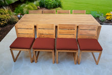 9 pc Venice Teak Armless Dining Set with 95" Rectangular Dining Table