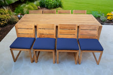9 pc Venice Teak Armless Dining Set with 95" Rectangular Dining Table