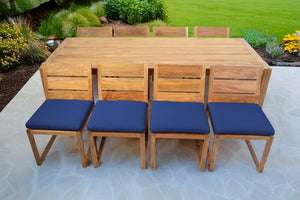 9 pc Venice Teak Armless Dining Set with 95" Rectangular Dining Table