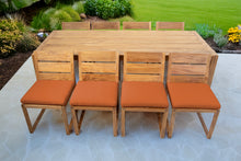 9 pc Venice Teak Armless Dining Set with 95" Rectangular Dining Table