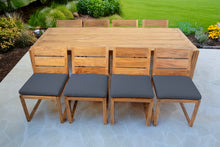 9 pc Venice Teak Armless Dining Set with 95" Rectangular Dining Table