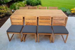 9 pc Venice Teak Armless Dining Set with 95" Rectangular Dining Table
