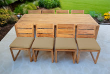 9 pc Venice Teak Armless Dining Set with 95" Rectangular Dining Table