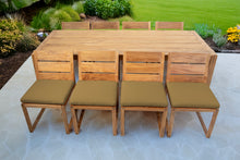 9 pc Venice Teak Armless Dining Set with 95" Rectangular Dining Table