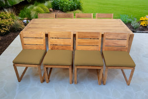 9 pc Venice Teak Armless Dining Set with 95" Rectangular Dining Table