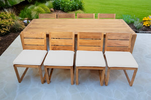 9 pc Venice Teak Armless Dining Set with 95" Rectangular Dining Table