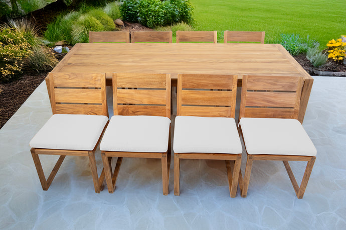 9 pc Venice Teak Armless Dining Set with 95