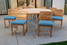 9 pc Venice Teak Armless Dining Set with 72" Round Dining Table