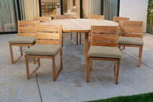 9 pc Venice Teak Armless Dining Set with 72" Round Dining Table