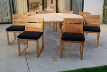 9 pc Venice Teak Armless Dining Set with 72" Round Dining Table