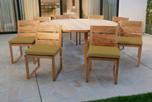 9 pc Venice Teak Armless Dining Set with 72" Round Dining Table