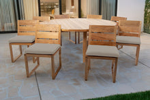 9 pc Venice Teak Armless Dining Set with 72" Round Dining Table