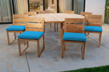 9 pc Venice Teak Armless Dining Set with 72" Round Dining Table