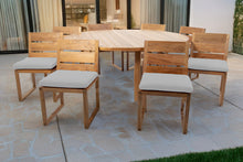 9 pc Venice Teak Armless Dining Set with 72" Round Dining Table