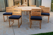 9 pc Venice Teak Armless Dining Set with 72" Round Dining Table